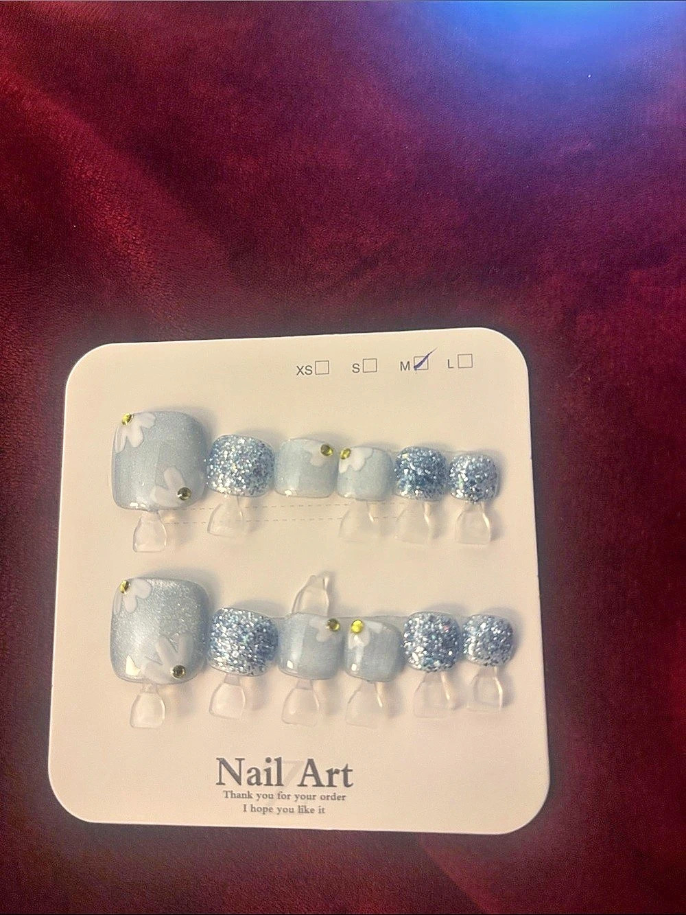 Blue & Silver Geometric Press-On Nails